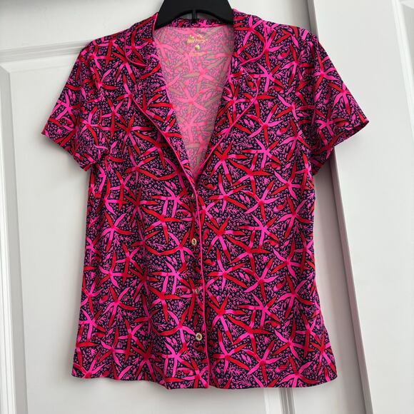 Lilly Pulitzer Other - NWOT Lilly Pulitzer Pajama Button-Up Top Pink Starfish Size M Medium Lounge